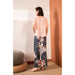 Pajamas Set Women Sleepwear Female Floral Printed Contrasting Color Pajamas Tops With Long Trousers