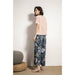Pajamas Set Women Sleepwear Female Floral Printed Contrasting Color Pajamas Tops With Long Trousers