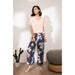 Pajamas Set Women Sleepwear Female Floral Printed Contrasting Color Pajamas Tops With Long Trousers