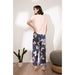 Pajamas Set Women Sleepwear Female Floral Printed Contrasting Color Pajamas Tops With Long Trousers