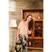 Pajamas Set Women Sleepwear Female Floral Printed Contrasting Color Pajamas Tops With Long Trousers
