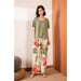 Pajamas Set Women Sleepwear Female Floral Printed Contrasting Color Pajamas Tops With Long Trousers