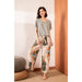 Pajamas Set Women Sleepwear Female Floral Printed Contrasting Color Pajamas Tops With Long Trousers
