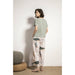 Pajamas Set Women Sleepwear Female Floral Printed Contrasting Color Pajamas Tops With Long Trousers