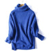 Women Oversize Basic Knitted Turtleneck Sweater Blanket Solid Turtleneck Collar Pullovers