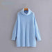 Women Oversize Basic Knitted Turtleneck Sweater Blanket Solid Turtleneck Collar Pullovers