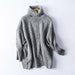 Women Oversize Basic Knitted Turtleneck Sweater Blanket Solid Turtleneck Collar Pullovers