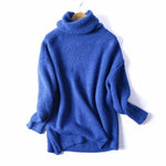 Women Oversize Basic Knitted Turtleneck Sweater Blanket Solid Turtleneck Collar Pullovers