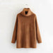 Women Oversize Basic Knitted Turtleneck Sweater Blanket Solid Turtleneck Collar Pullovers