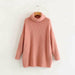 Women Oversize Basic Knitted Turtleneck Sweater Blanket Solid Turtleneck Collar Pullovers