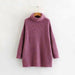Women Oversize Basic Knitted Turtleneck Sweater Blanket Solid Turtleneck Collar Pullovers