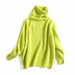 Women Oversize Basic Knitted Turtleneck Sweater Blanket Solid Turtleneck Collar Pullovers
