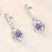 Sterling Silver Women Fashion Jewelry High Quality Crystal Zircon Earrings