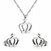 Stainless Steel Wedding Jewelry Set Women Pendants Necklace Stud Earrings Jewellery