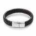 Black/Brown Braided Leather Bracelet Stainless Steel Magnetic Clasp Fashion Unisex Jewelry