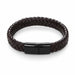 Black/Brown Braided Leather Bracelet Stainless Steel Magnetic Clasp Fashion Unisex Jewelry