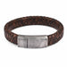 Black/Brown Braided Leather Bracelet Stainless Steel Magnetic Clasp Fashion Unisex Jewelry