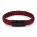 Black/Brown Braided Leather Bracelet Stainless Steel Magnetic Clasp Fashion Unisex Jewelry