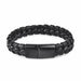 Black/Brown Braided Leather Bracelet Stainless Steel Magnetic Clasp Fashion Unisex Jewelry