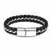 Black/Brown Braided Leather Bracelet Stainless Steel Magnetic Clasp Fashion Unisex Jewelry