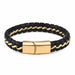 Black/Brown Braided Leather Bracelet Stainless Steel Magnetic Clasp Fashion Unisex Jewelry