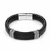 Black/Brown Braided Leather Bracelet Stainless Steel Magnetic Clasp Fashion Unisex Jewelry