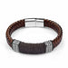 Black/Brown Braided Leather Bracelet Stainless Steel Magnetic Clasp Fashion Unisex Jewelry