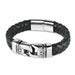 Black/Brown Braided Leather Bracelet Stainless Steel Magnetic Clasp Fashion Unisex Jewelry