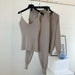 Knitted Sweater Casual Chain Vest Knitted Jacket Elastic Pants Three-Piece Sets