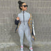 Turtleneck Skinny Casual Jumpsuit Women Long Sleeve Front Zipper Fitness Overalls
