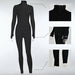 Turtleneck Skinny Casual Jumpsuit Women Long Sleeve Front Zipper Fitness Overalls
