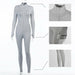 Turtleneck Skinny Casual Jumpsuit Women Long Sleeve Front Zipper Fitness Overalls