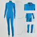 Turtleneck Skinny Casual Jumpsuit Women Long Sleeve Front Zipper Fitness Overalls