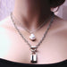 Fashion 2 Layers Pearls Geometric Pendants Necklaces Women Designer Gold Jewelry