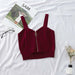 Women Crop Top Zipper Fly Stretchy Knitted Women Sleeveless Tops