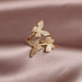 High-Grade Copper Inlaid Zircon Butterfly Ring Luxury Shiny Women Cocktail Ring