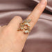 High-Grade Copper Inlaid Zircon Butterfly Ring Luxury Shiny Women Cocktail Ring