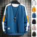 Long Sleeve Sweatshirts Men New Fashion 6 Color Casual O-Neck Patchwork Sweatshirt