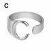 Chunky Wide Hollow A-Z Letter Ring Adjustable Initial Alphabet Ring