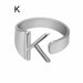 Chunky Wide Hollow A-Z Letter Ring Adjustable Initial Alphabet Ring