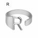 Chunky Wide Hollow A-Z Letter Ring Adjustable Initial Alphabet Ring