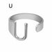 Chunky Wide Hollow A-Z Letter Ring Adjustable Initial Alphabet Ring