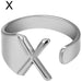 Chunky Wide Hollow A-Z Letter Ring Adjustable Initial Alphabet Ring