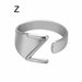 Chunky Wide Hollow A-Z Letter Ring Adjustable Initial Alphabet Ring