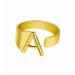 Chunky Wide Hollow A-Z Letter Ring Adjustable Initial Alphabet Ring