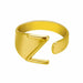 Chunky Wide Hollow A-Z Letter Ring Adjustable Initial Alphabet Ring