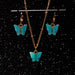 Acrylic Butterfly Pendant Earrings Necklace Combination Set Sweet Style Alloy Jewelry Set