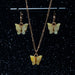 Acrylic Butterfly Pendant Earrings Necklace Combination Set Sweet Style Alloy Jewelry Set