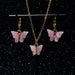 Acrylic Butterfly Pendant Earrings Necklace Combination Set Sweet Style Alloy Jewelry Set