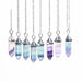 Fluorite Necklace Crystal Pendant Natural Gem Stone Hexagonal Pendulum Fashion Jewelry